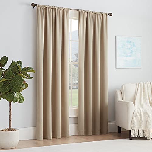 "Eclipse Modern Room Darkening Rod Pocket Window Curtain for Bedroom (1 Panel), Polyester, Taupe, 54"" W x 84"" L (Pack of 1)"