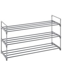 SONGMICS 3-Tier Shoe Rack, Metal Storage Shelves Hold up to 15 Pairs of Shoes, for Living Room, Entryway, Hallway and Cloakroom, 92 x 30 x 54 cm, Grey LSA13GV1