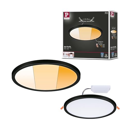 Paulmann 93102 recessed LED panel Areo IP44 230mm round 3-Step-Dim incl. 1x16 dimmable Warm white Black Plastic Lighting system 2000K