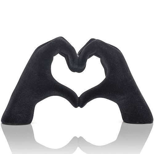 DOVDOV Black Heart Hand Sculpture, Heart Hand Statue Home Decor Aesthetics, Suitable for Bookshelf Console Table Office Entrance Decoration Bohemian Wedding Decoration and Small Ornaments.