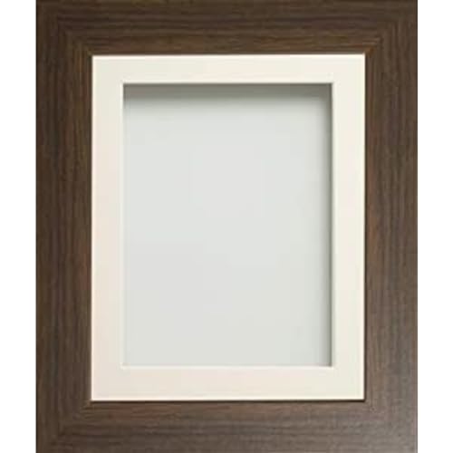 Frame Company Watson Brown Picture Photo Frame fitted with Perspex, 20x16 inch with Ivory Mount for image size A3