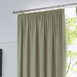 "Fusion Sage Green Blackout Pencil Pleat Curtains – Pair W66 x L72"" (168 x 183cm) – Thermal Light-Blocking Drapes for Bedroom or Living Room – Energy-Efficient Window Panels in Soft Green"