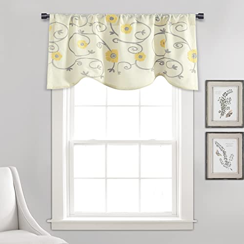 "Lush Decor Royal Garden Window Curtain Valance, 18"" L x 42"" W, Yellow"