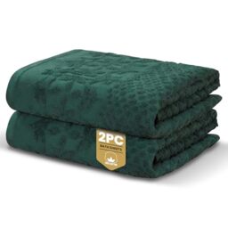 Rapport Home Versailles Jacquard Bath Sheets 2 Pack - Jade Green 90x140cm - Luxurious 500GSM 100% Cotton - Oeko-Tex Certified Absorbent & Soft Bathroom Towels