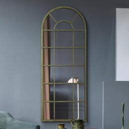 "The Dorset - Rustic Green Country Metal Framed Arched Leaner Wall Mirror 55"" X 22"" (140CM X 56CM)"