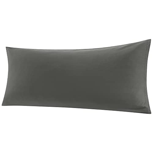 "PiccoCasa Body Pillow Cover Egyptian Cotton Bolster Pillow Cases - 300 Thread Count Super Soft and Breathable Long Body Pillowcase with Zipper Closure Dark Grey 20""x48""/ 4ft"