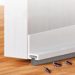 "Door Draft Stopper with Brush Reduce Noise, 39"" Rubber Door Sweep Breeze Blocker, Adjustable Under Door Draft Stoppers, Soundproofing for Doors, Door Seal - White"