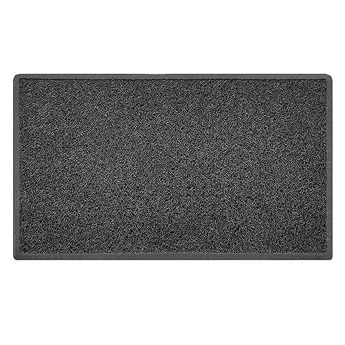 Nicoman Plain Door Mat Dirt Trapper PVC Spaghetti Mat Washable Quick Drying Barrier Doormat-Dark Grey (Drainage Open-Back)-Medium (75x44cm)