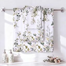 Preboun 3 Pack Sage Green Eucalyptus Bathroom Towels Set Spring Leaves Hand Towels Spring Floral Bath Decor Green Plant Dish Absorbent Fingertip Wash Cloth for Kitchen Bathroom Gym Spa Home