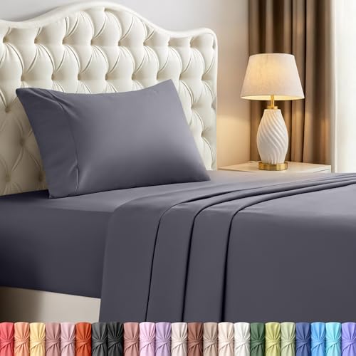 Utopia Bedding Twin Bed Sheets Set - 3 Piece Bedding - Brushed Microfiber - Shrinkage and Fade Resistant - Easy Care (Twin, Grey)