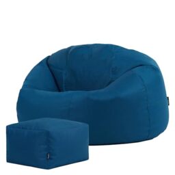 Bean Bag Bazaar Kingston Outdoor Bean Bag & Footstool with Filling, Teal