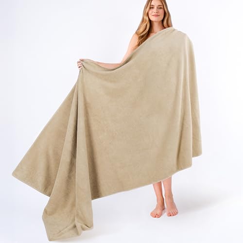American Soft Linen Oversized Bath Sheet 40x80 Extra Large for Bathroom, 100% Cotton Turkish Jumbo Bathsheet Towels for Adults, Beige Bath Sheet