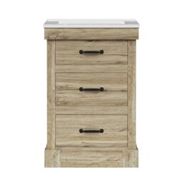 Teamson Home Donovan Single Bathroom Vanity with Integrated Square Sink Basin and Two Drawers, Light Oak H865mm x W610mm