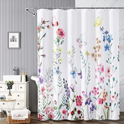 "FUN WEEKEND 𝟳𝟮"" 𝘅𝟳𝟮"" Floral Shower Curtain Waterproof Polyester, Shower Curtains for Bathroom Heavy Weighted Hem, Quick-Drying, Machine Washable Fabric Plant Shower Curtain with 12 Hooks"