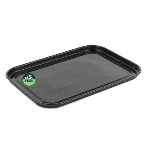 Salter Vitreous Enamel Baking Tray 36 Cm, Steel, Non Stick - Oven Safe To 230??C, Dishwasher Safe, Black Finish, Flat Oven Pan, For Roasting Vegetables And Chips, Cookie Sheet Use