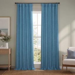 HPD Half Price Drapes Faux Linen Textured Room Darkening Curtains for Bedroom 96 Inches Long (1 Panel), 50W X 96L Curtains for Living Room Home Decor, Denim
