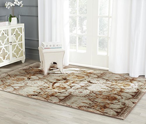 Safavieh Contemporary Indoor Woven Rectangle Area Rug, Infinity Collection, INF553, in Green / Brown, 155 X 229 cm for Living Room, Bedroom or Any Indoor Space