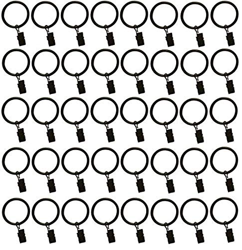 TEJATAN - 2 Inch - Set of 40 - Metal Curtain Rings with Clips and Eyelets - TEJATAN (Also Known as Rings with Curtain Clips/Curtain Clip Rings/Drapery Rings)