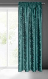 Eurofirany Adria Velvet Curtain with Ruffle Tape, Patterned Velvet Look, Geometric Pattern, Modern, Classic, Living Room, Bedroom, 1 Piece