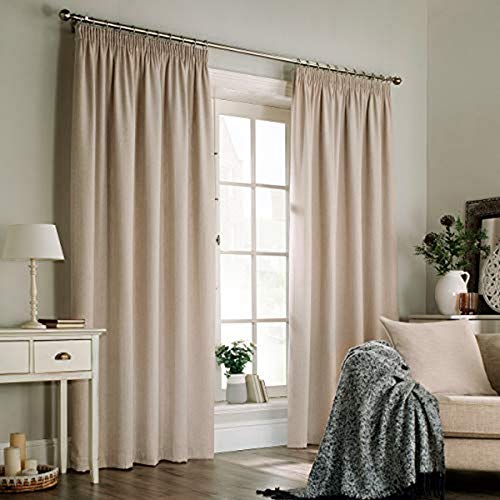 "Furn Harrison Ringtop Eyelet Curtains (Pair) -Ready Made-Polyester-Oatmeal-117cm x 137cm, Polyester, Oatmeal, 117 x 137cm (46"" x 54"" inches)"