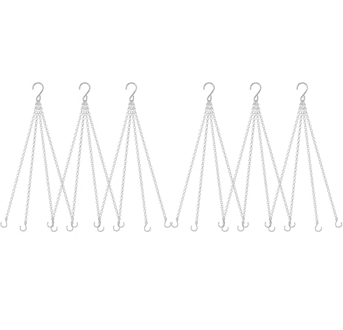 garini 6 Pack, 23 Inch Silver Hanging Baskets Chain, Hanging Chains with Hooks Flower Pot Chain Replacement Plant Hangers for Planters, Bird Feeders and Lanterns
