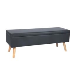 Relaxdays storage bench, upholstered, faux leather, wood, HWD: 40 x 110 x 40 cm, hallway, bedroom, black