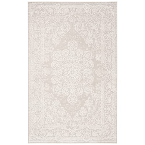 Safavieh Contemporary Rug for Living Room, Dining Room, Bedroom - Reflection Collection, Short Pile, in Cream and Ivory, 75 x 120 cm