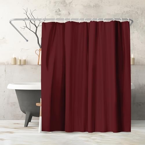 Americanflat 180x200 cm Solid Burgundy Shower Curtain - Water-Resistant Long Shower Curtain with Durable Metal Grommets and 12 Hooks - 100% Polyester