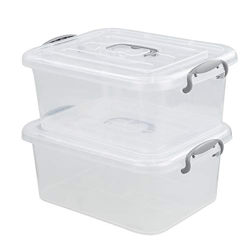 Nesmilers 2 Packs Storage Bin With Handle, 8 Liter Plastic Box Set