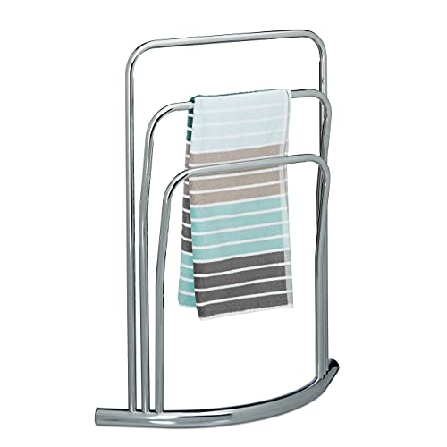 Relaxdays CURVY Towel Rack, Silver, 85 x 66 x 20 cm, Metal