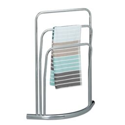 Relaxdays CURVY Towel Rack, Silver, 85 x 66 x 20 cm, Metal - Size: 85 x 66 x 20 cm Free-Standing Towel Rack Towel Holder made of Metal in Stainless Steel Look as Bathroom Stand