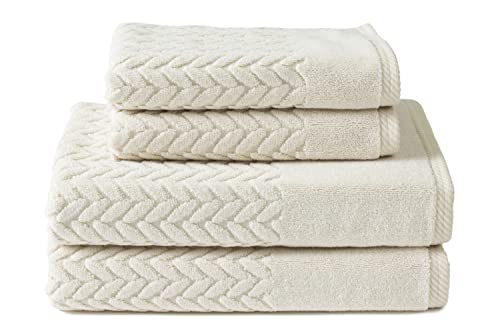 Texere Organic Cotton Jacquard Bath Towels (Black, 6) from Wife
