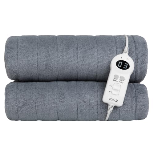 Abode, AHT1001GR Electric Blanket Microfleece Heated Throw in Grey