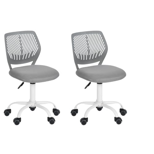 FurnitureR Desk Chair Office Chair Fabric Seat Ergonomic Study Chair without Armrest, Adjustable Height Swivel Chair for Home office,studyroom, gamingroom,Grey