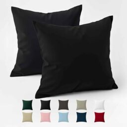 Pillow Case 60 x 60 Reinforced Cotton (Pack of 2) - Black - Tight Fabric 57 Threads/cm² - Pillowcase 60 x 60 - Oeko Tex Certification - Dreamzie