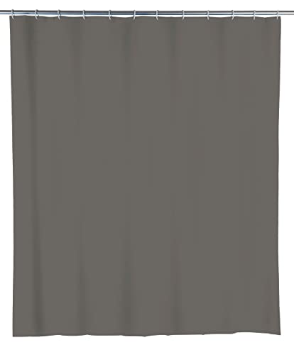 WENKO 22486100 Shower curtain Mouse Grey - waterproof, easy to clean, Polyethylene, 200 x 180 cm, Grey