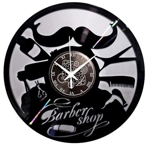 Instant Karma Clocks - Wall Clock - Barber Shop - Hair Salon - Hairdresser Stylist (Black And Silver B2)