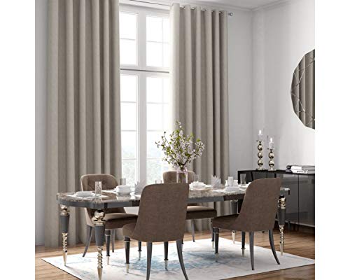 Curtains Faux Linen, Thermal Insulated, 3 Pass 100% Blackout Pencil Pleat Curtains (Marine Blue, 66 x 54 inch 168 x 137 cm)