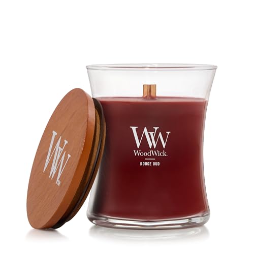 WoodWick Scented Candle with Crackling Wick - Rouge Oud Medium Hourglass Candle - Long Burning Candles: Up to 60 Hours - Perfect Gifts for Women