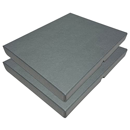 Lineco Clamshell Archival Storage Box, 16.5x20.5x1.75 Inch, Gray, Pack of 2 - Acid-Free with Metal Edge Boxboard, Organize and Store Photos Documents Cards Negatives Magazine Prints Family Records DIY