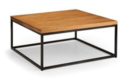 Julian Bowen Brooklyn Coffee Table, Oak & Metal - H40 x W90 x D90cm