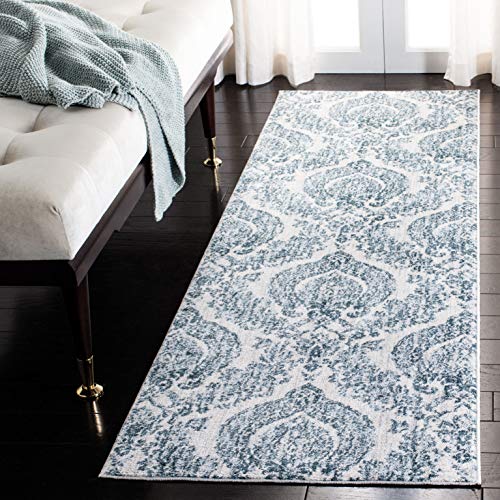 Safavieh Traditional Indoor Woven Runner Area Rug, Isabella Collection, ISA952, in Navy / Ivory, 66 X 213 cm for Living Room, Bedroom or Any Indoor Space