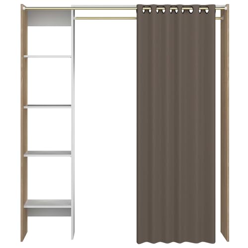 Symbiosis Tom Bedroom Wardrobe with Mouse Tent, Oak/Gray, 123 x 50 x 182 cm