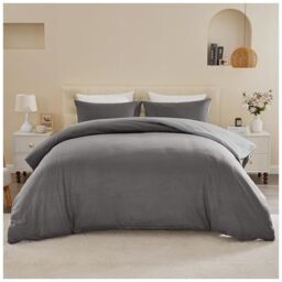 GC GAVENO CAVAILIA Single Duvet Cover Sets - Super Soft Reversible Plain Bedding & Linen Set with Pillowcase - Breathable Lightweight Polyester Quilt Cover (135 x 200 Cm) - Charcoal/Grey