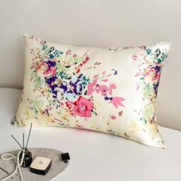 "100% Pure Mulberry Silk Pillowcase King Size for Hair and Skin,Floral Print,Real Silk Pillow Cases with Zipper Closure,Health and Soft,Both Sides Natural Slip Silk,1pc(20""x36"",Pattern1)"