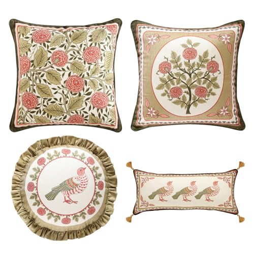 bilin gaier Designer Velvet Throw Pillow Cover,Set of 4-Marianne ABDE - Vintage Elegant Pillow Cover with Zipper Floral Pattern Sofas Bedroom Living Room Lounge Chairs Thanksgiving-Marianne