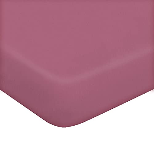 Homemania Corners One Single, Solid Colour-Fitted Sheet for Bed-Pink Cotton, 90 x 200 cm