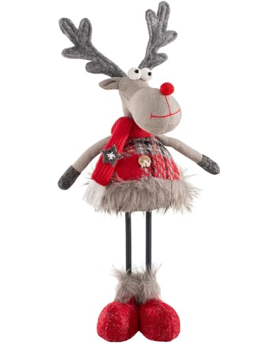 WeRChristmas Standing Boy Reindeer Figurine with Soft Legs, Multi-Colour, 30cm