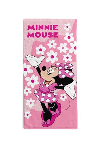 hermet Minnie Mouse Beach Towel, 70 x 140 cm, Beach or Pool Towel, 100% Soft Cotton, Practical and Lightweight