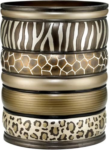 Zahari Home Decorative Trash Can for Bathroom, Office & Bedroom - 2.1 Gallons Stylish & Small Trash Can for Dorms, Desktop & Restroom - Chic Waste Basket for Compact Spaces, Safari Stripes